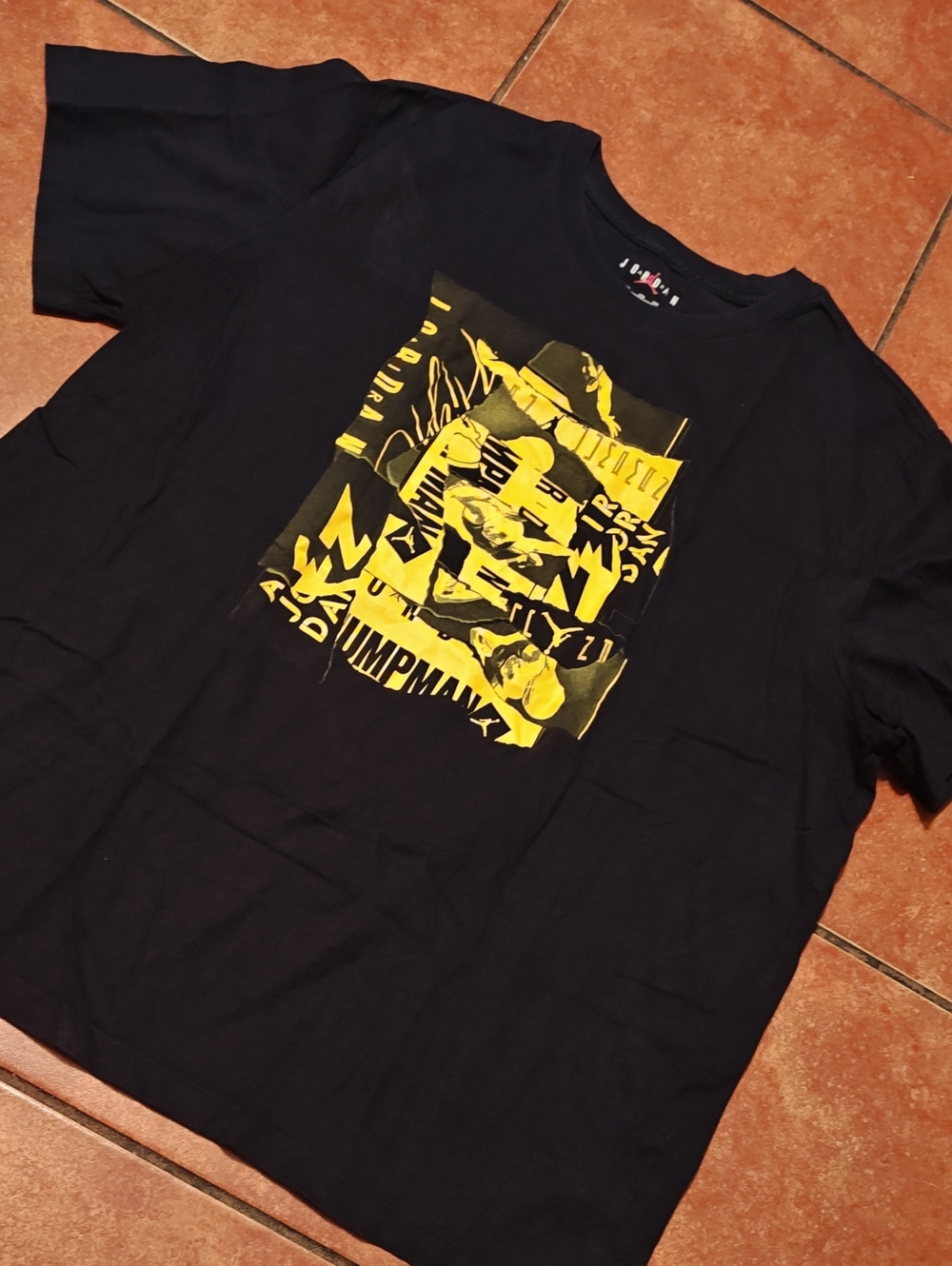 Jordan Men’s Black Graphic T-Shirt with Yellow Print